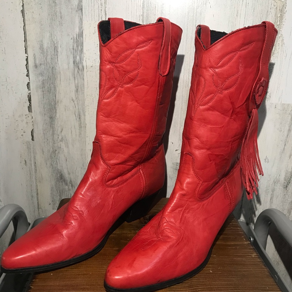 Red leather Boots